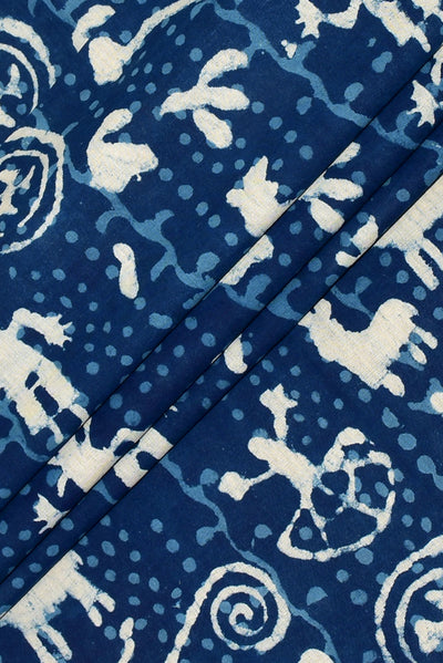 Blue Animal Print Indigo Cotton Fabric