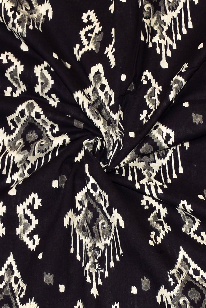 Black Abstract Print Handblock Fabric