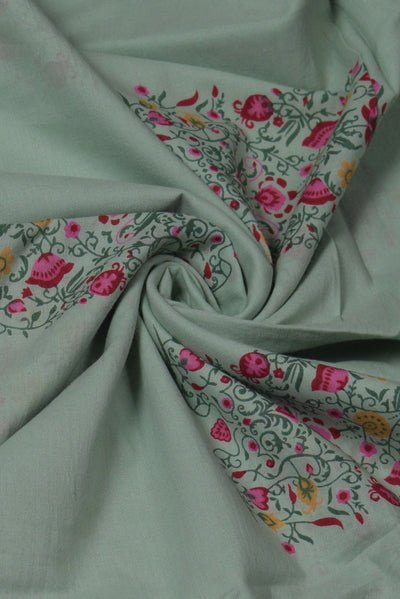 Green Flower Print Cotton Fabric