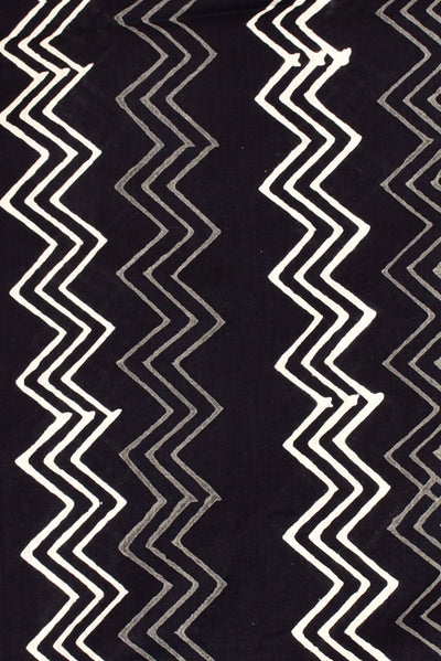 Black Zig Zag Print Handblock Fabric