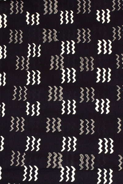 Black Wave Print Handblock Fabric