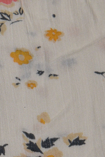 White Flower Print Rayon Fabric