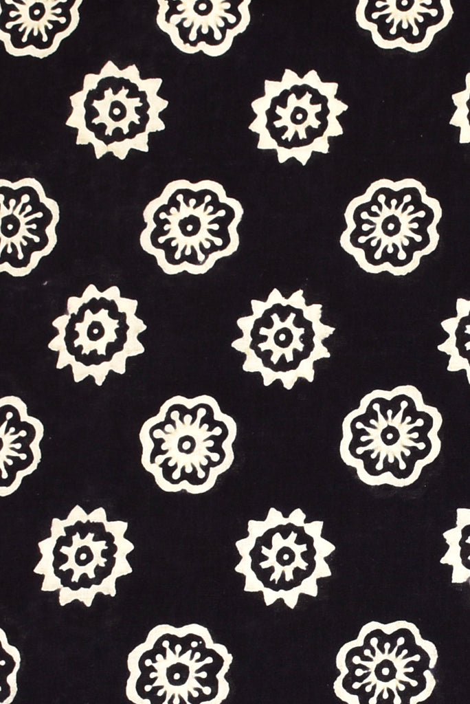 Black Printed Handblock Fabric