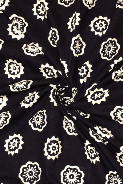 Black Printed Handblock Fabric