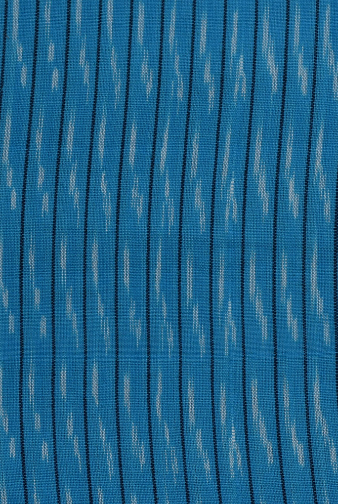 Sky Blue Stripes Print Ikat Fabric