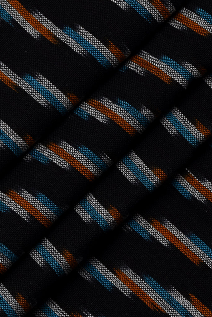 Black Stripes Print Ikat Fabric