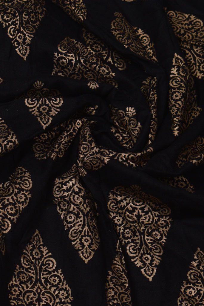 Black Butta Print Rayon Fabric