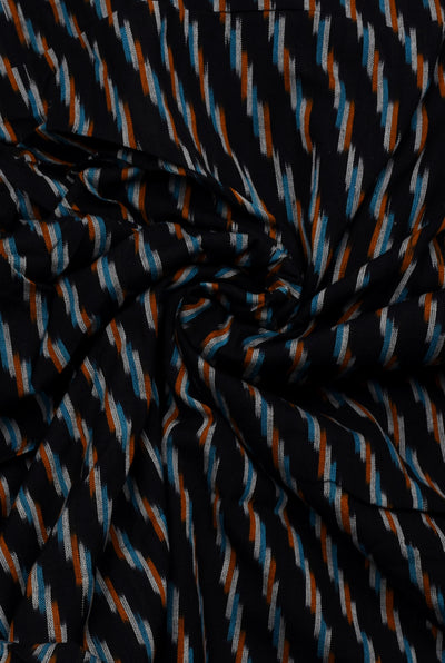 Black Stripes Print Ikat Fabric