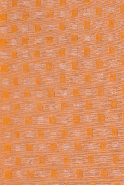 Orange Checks Print Cotton Fabric