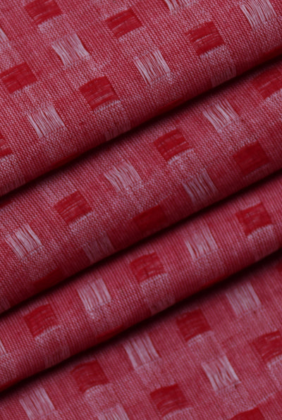 Dark Pink Checks Print Cotton Fabric