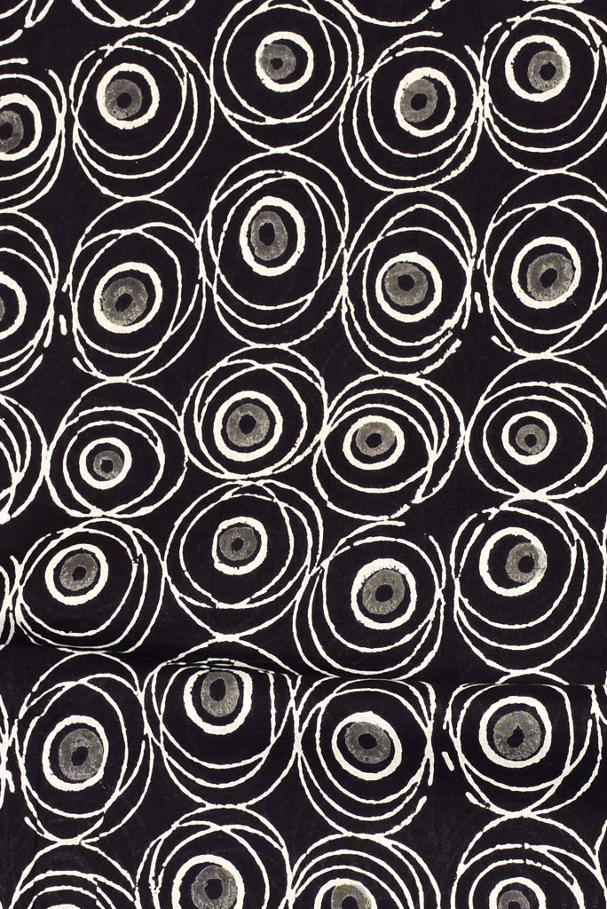 Black Circle Print Handblock Fabric