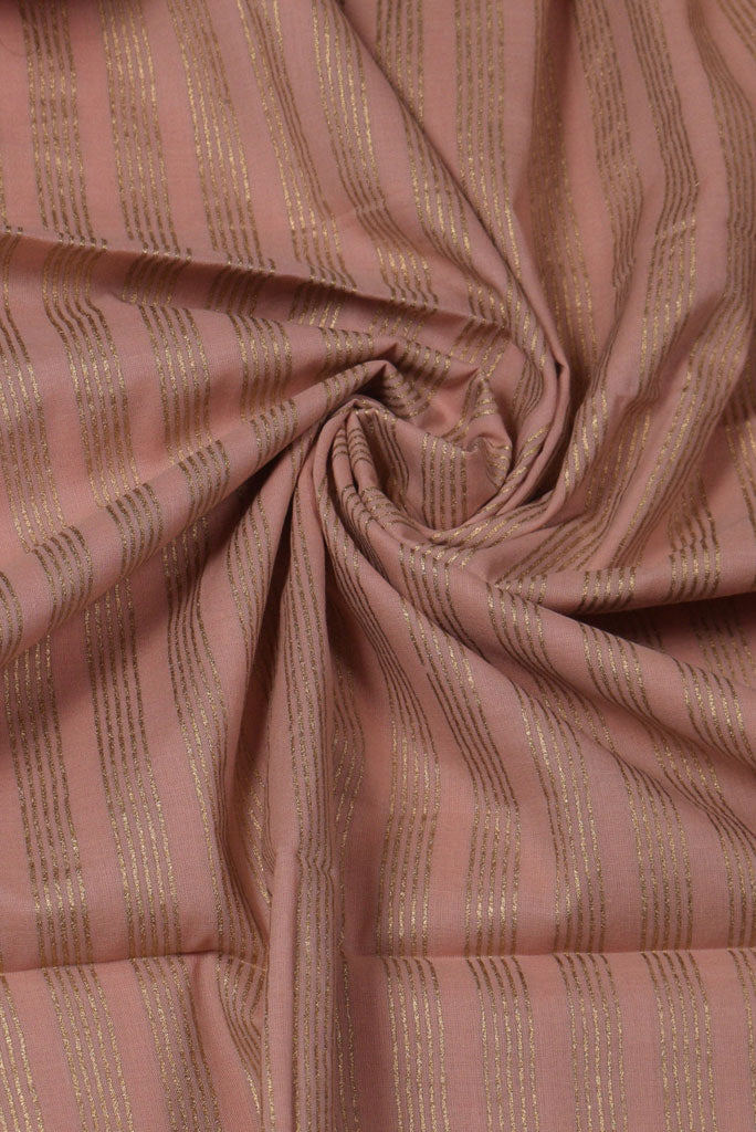 Peach Stripes Print Rayon Fabric