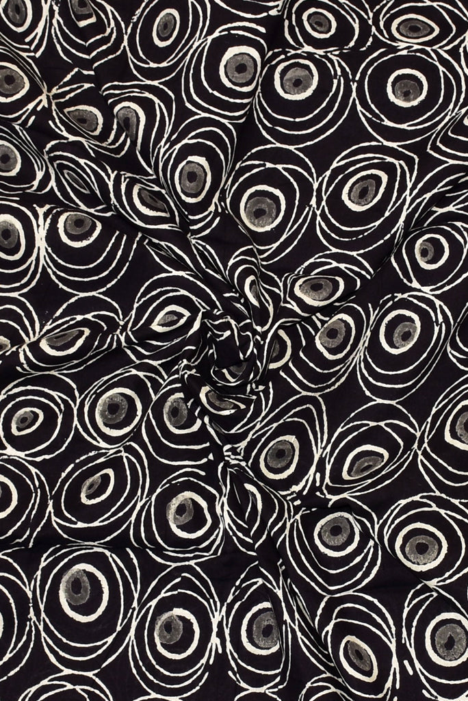 Black Circle Print Handblock Fabric