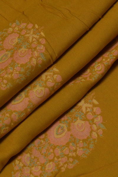 Green Flower Print Rayon Fabric