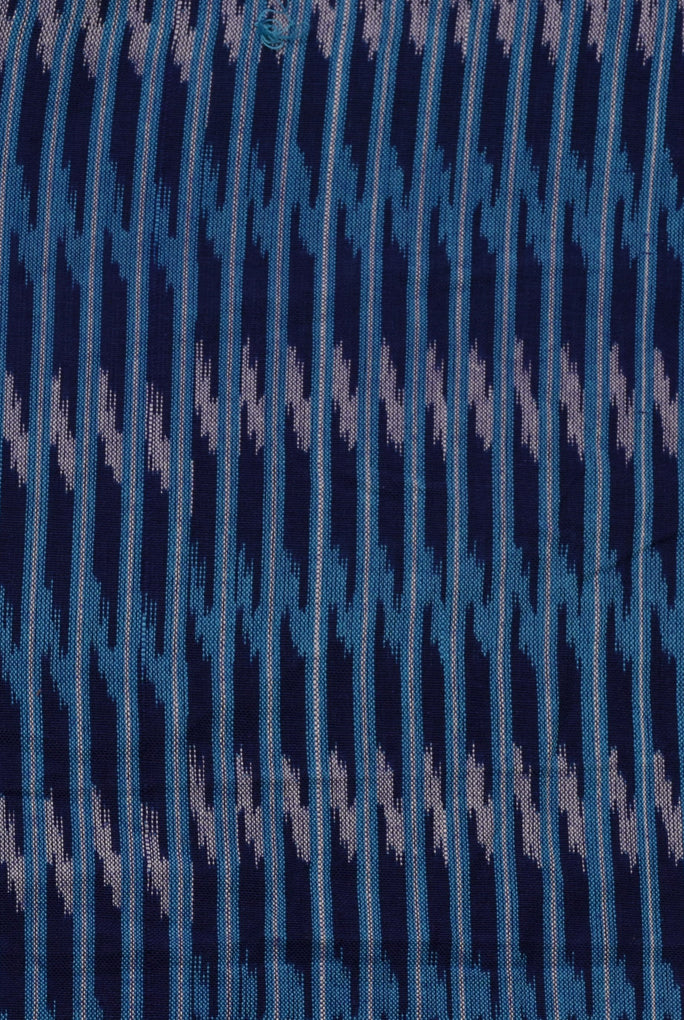 Blue and Grey Stripes Print Ikat Fabric