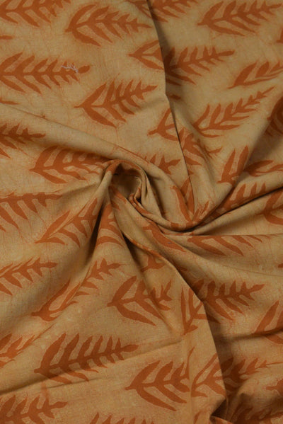 Peach Leaf Print Cotton Fabric