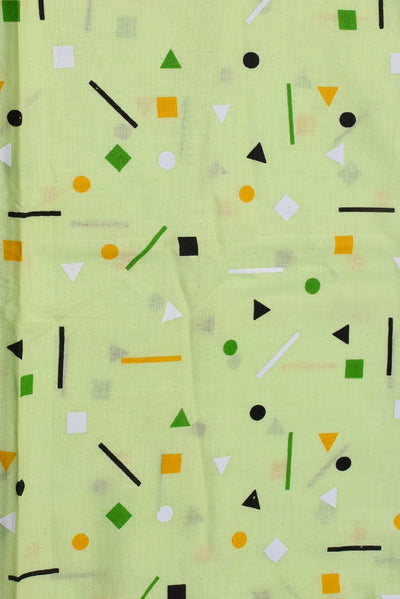 Light Green Geometric Print Cotton Fabric