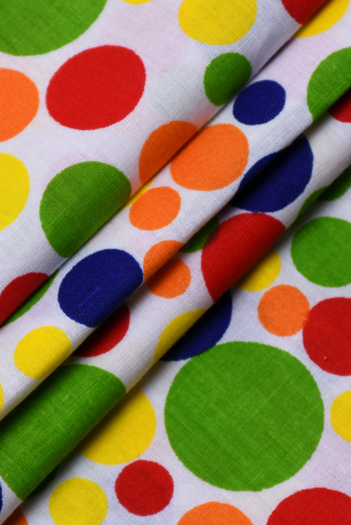 Multi Color Polka Dots Print Cotton Fabric
