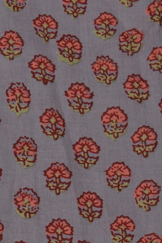Gray Flower Print Cotton Fabric