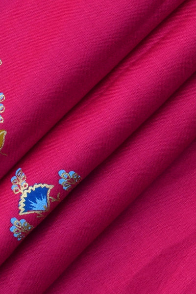 Pink Gold Flower Print Rayon Fabric