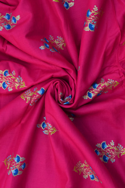 Pink Gold Flower Print Rayon Fabric