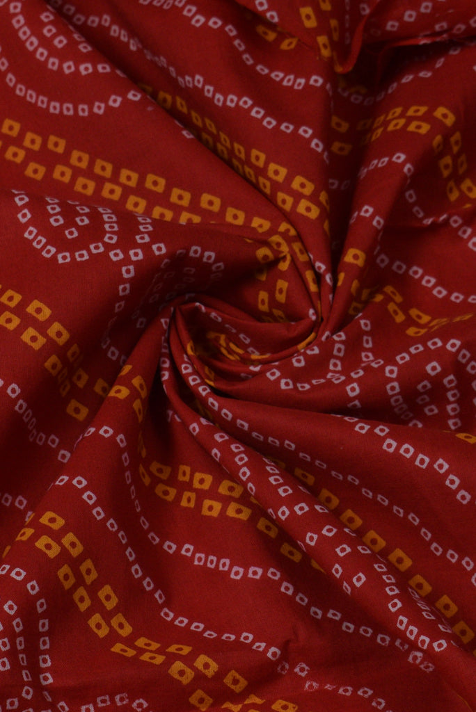 Red Bandhej Print Cotton Fabric