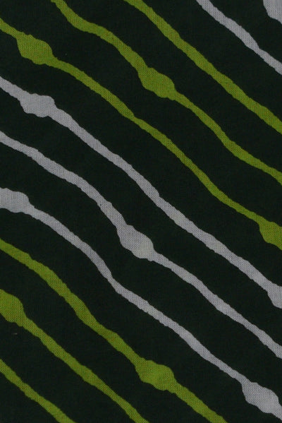 Dark Green Leheriya Print Cotton Fabric