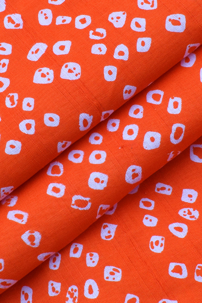 Orange Bandhej Print Cotton Fabric