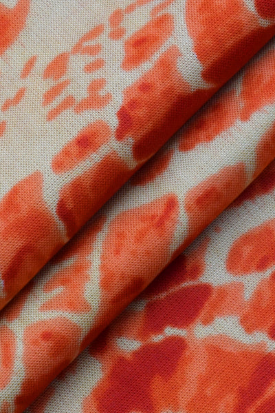 Orange Tie & Dye Print Rayon Fabric