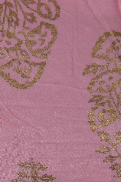 Pink Flower Print Rayon Fabric