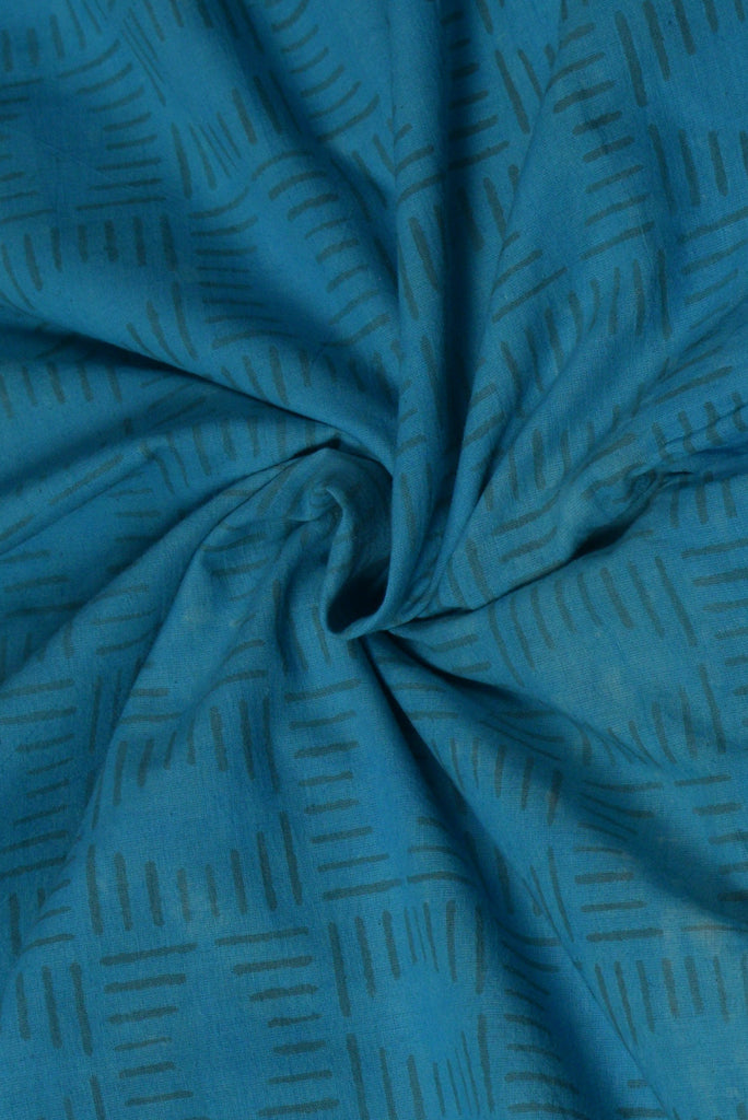 Blue Line Print Cotton Fabric