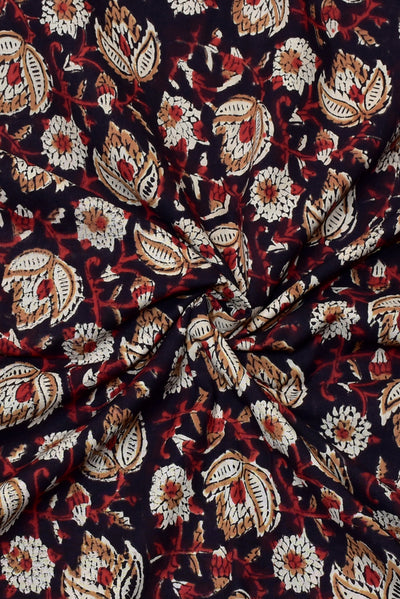 Blackcurrant Flower Print Cotton Fabric
