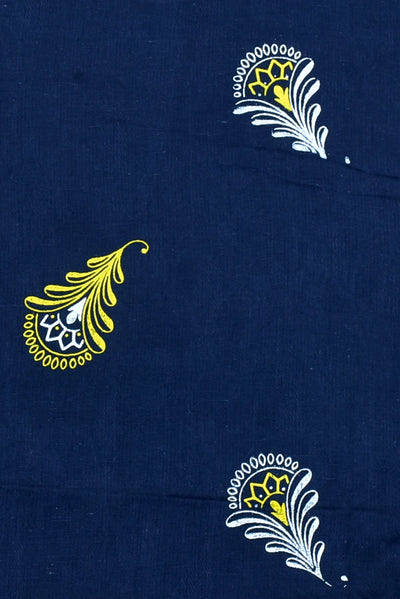 Blue Leaf Print Jacquard Fabric