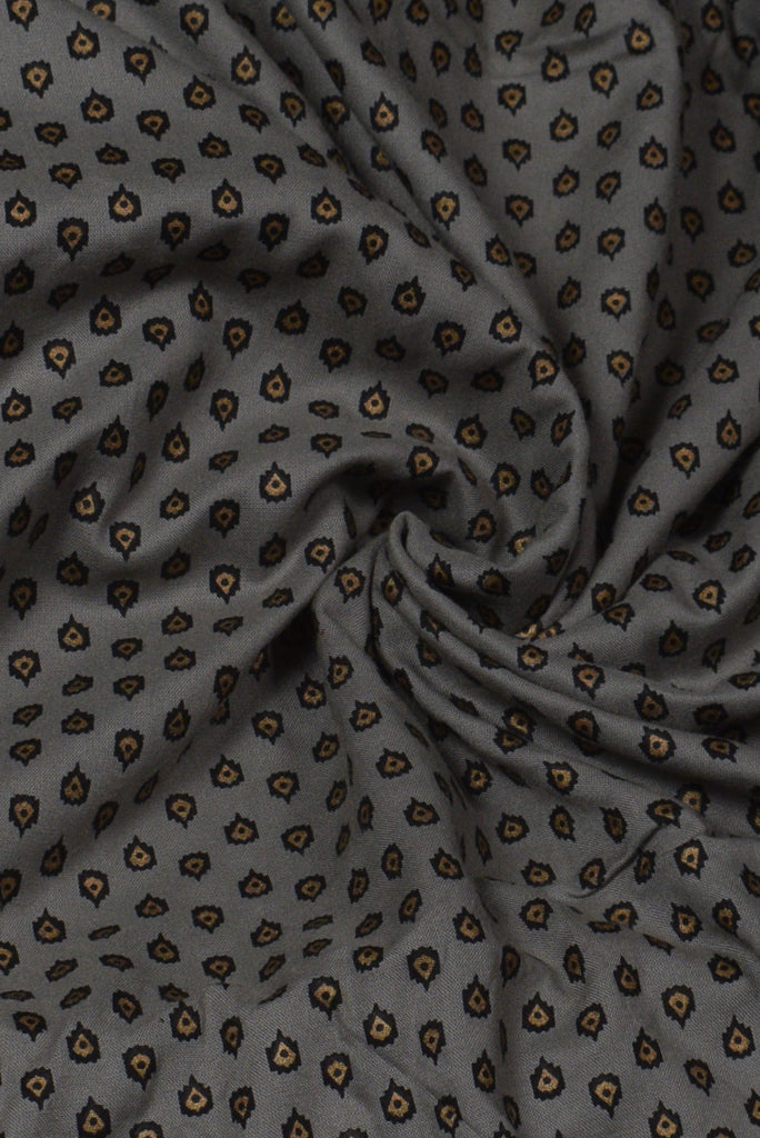 Gray Flower Print Rayon Fabric