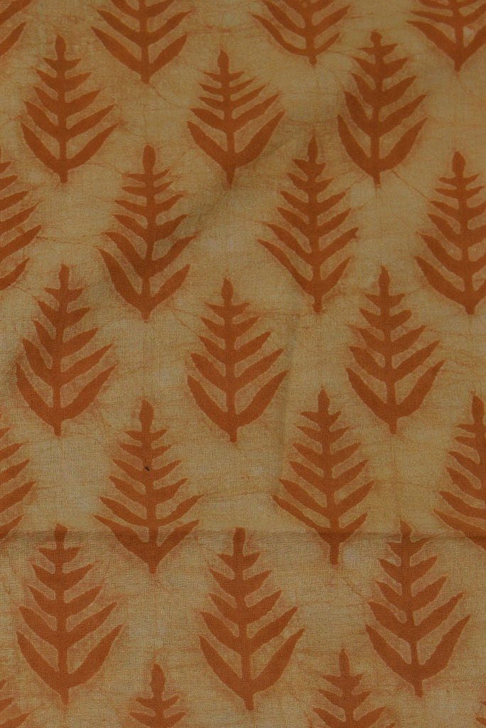Yellow Leaf Print Cotton Fabric