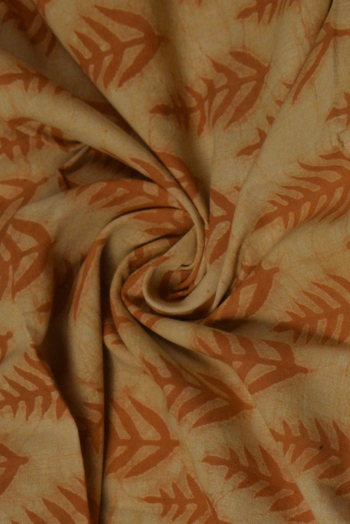 Yellow Leaf Print Cotton Fabric