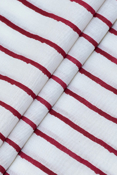 White Stripes Print Cotton Fabric