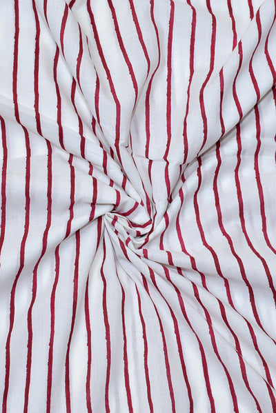 White Stripes Print Cotton Fabric