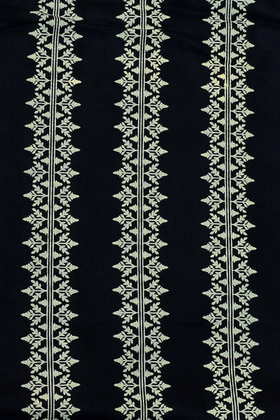 Black Leaf Print Rayon Fabric
