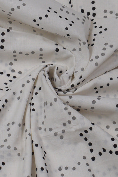 White Star Print Rayon Fabric