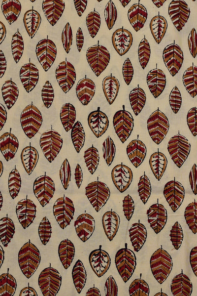 Yellow  Leaf Print Cotton Fabric