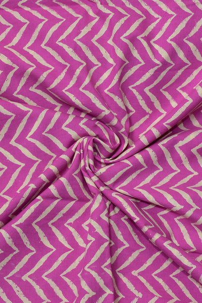 Pink Stripes Print Handblock Fabric