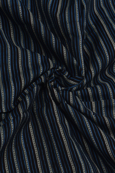 Black Stripes Print Cotton Fabric