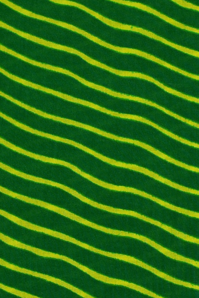 Green Stripes Print Cotton Fabric