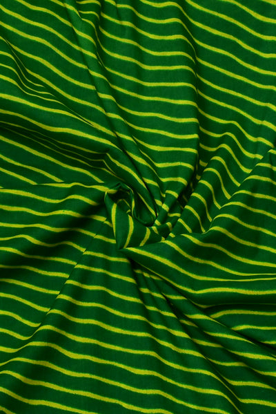 Green Stripes Print Cotton Fabric