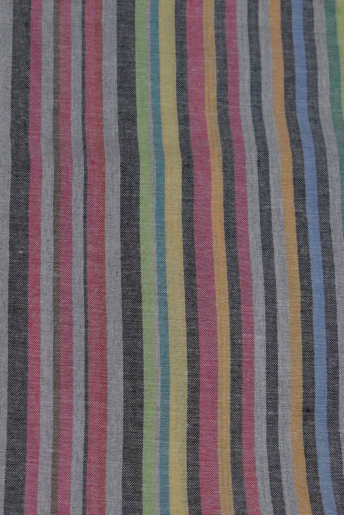 (Cut Piece 0.55 Mtr) Multicolor Stripes Print Cotton Fabric