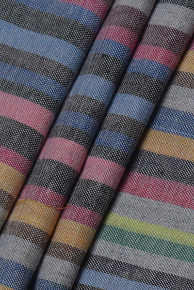 Multicolor Stripes Print Cotton Fabric