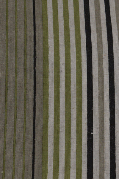 Green Stripes Print Cotton Fabric