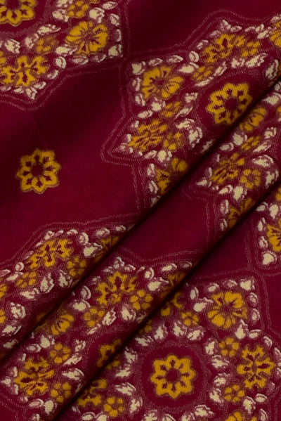 Burgundy Flower Print Rayon Fabric