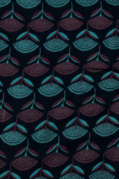 Blue Flower Print Rayon Fabric